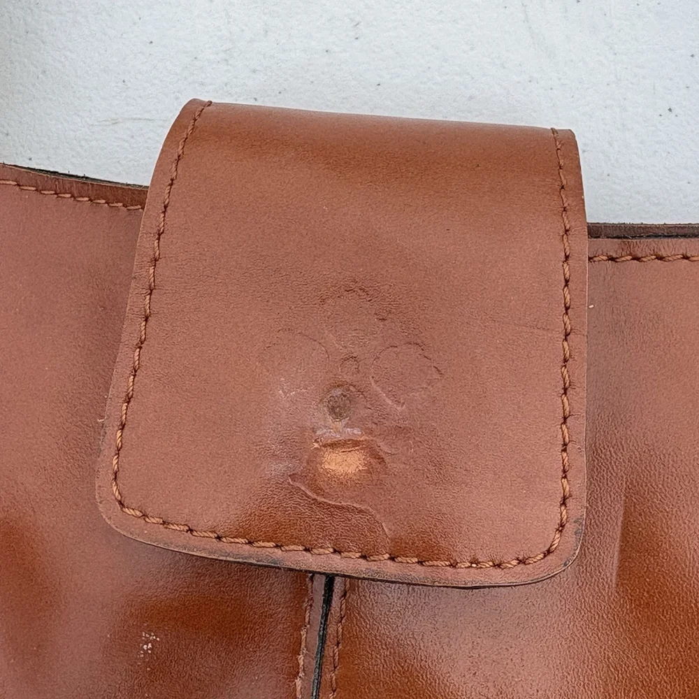Patricia Nash Leather Shoulder Bag Tan Brown Tote Satchel Double Strap Purse